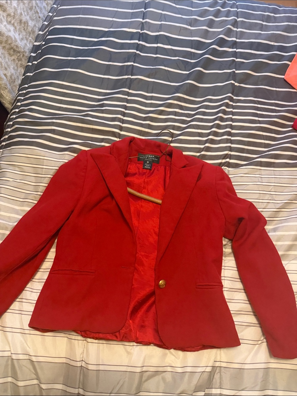 Ralph Lauren Red Single-Button Tailored Women's Blazer
